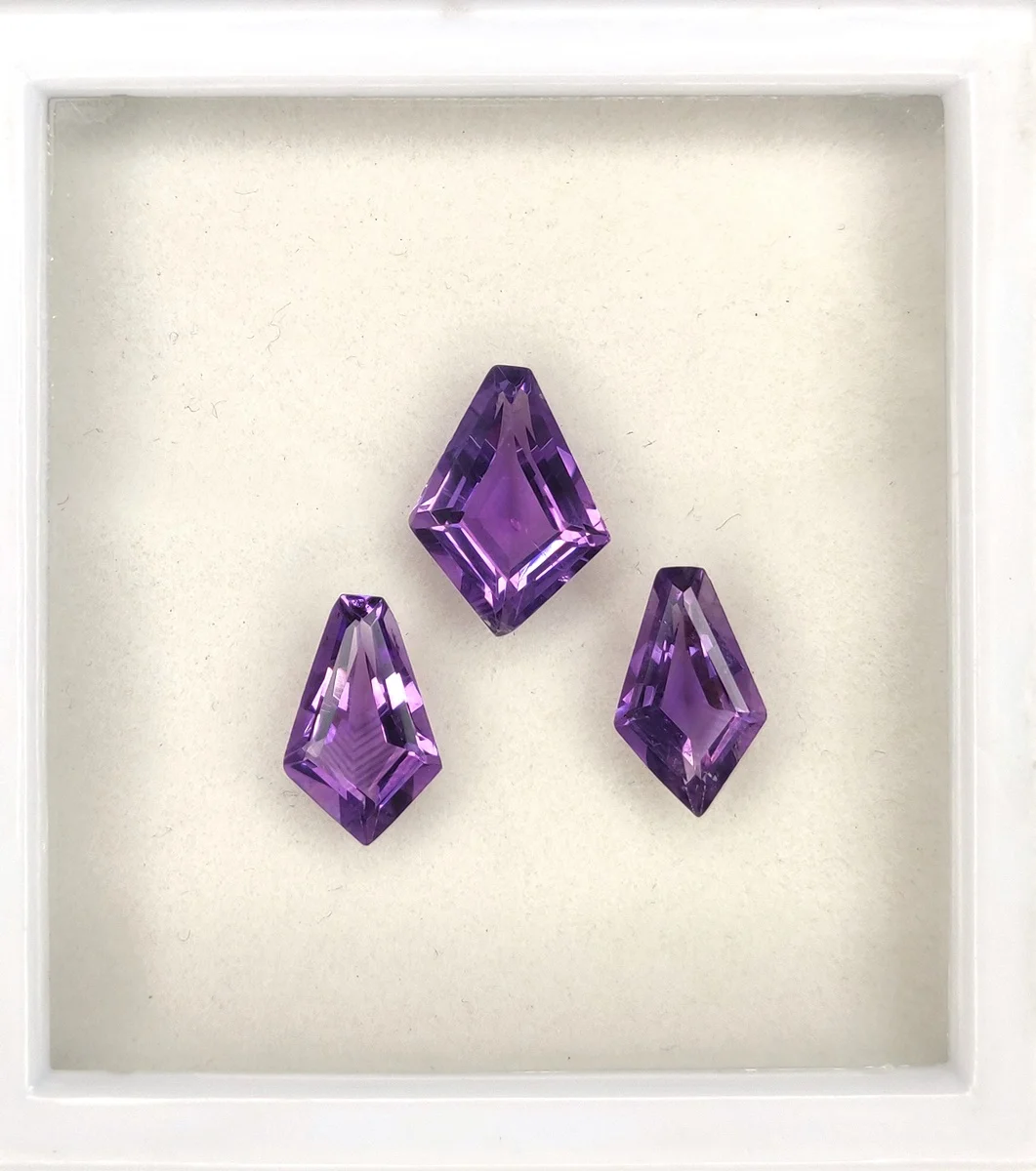 Natural Amethyst Loose Cut Gemstones 9.50 Carat Amethyst Fancy Shape Bulk LOT 3 Pc Set Amethyst Gemstone from Indian Supplier