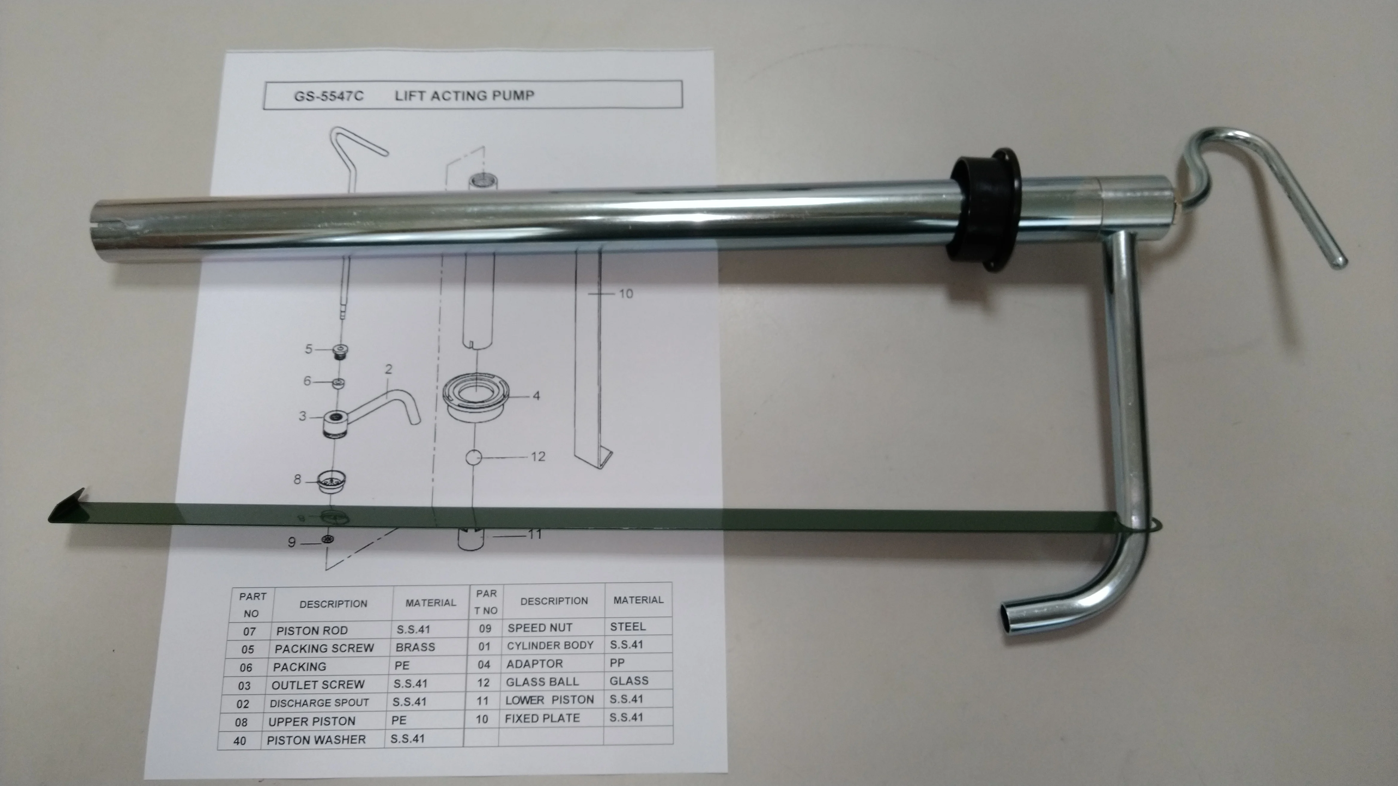 ZINC PLATED STEEL LIFT ACTION GALLOW PUMP (GS-5547C)