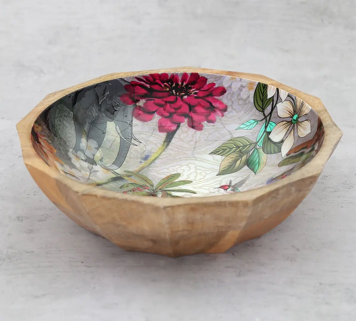 Hot Selling Enamel Printed Wooden Salad Bowl with Fancy Style Salad Mixing Bowl from Indian Supplier