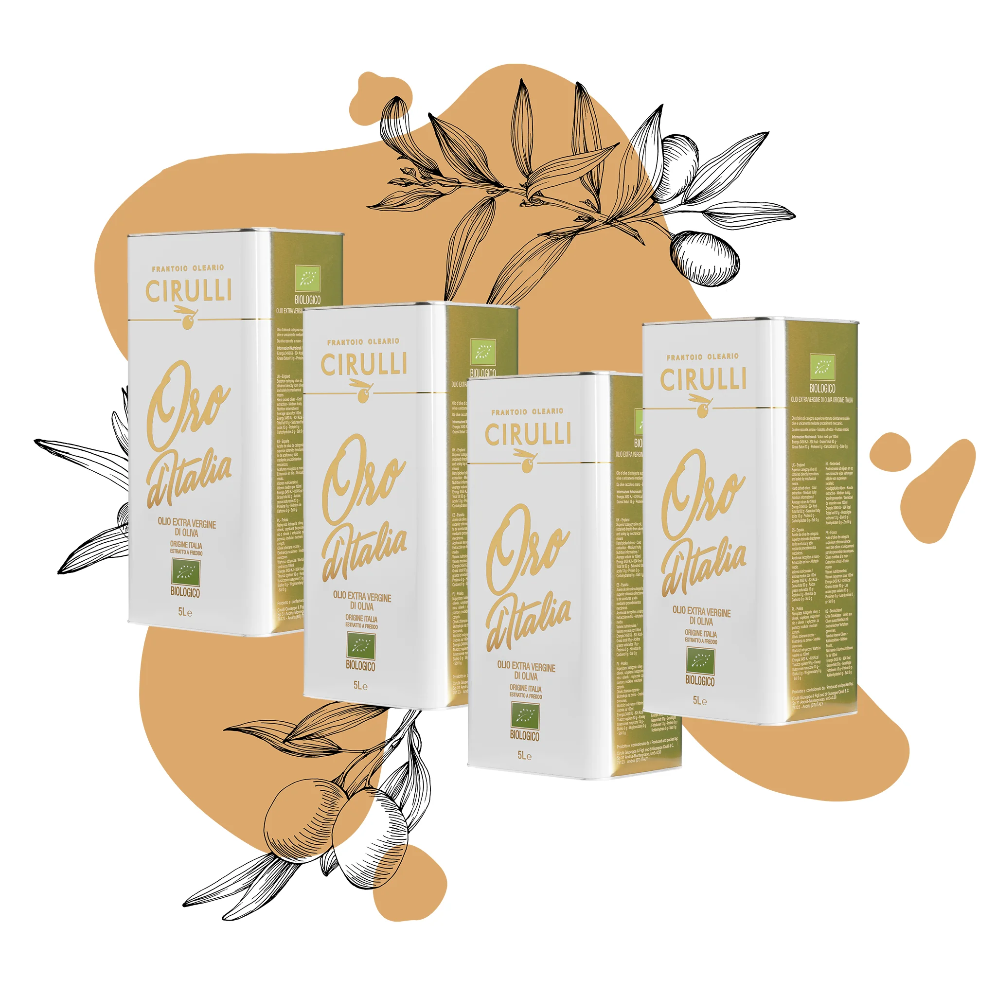 4 cans of organic extra virgin olive oil  4 x 5 litres