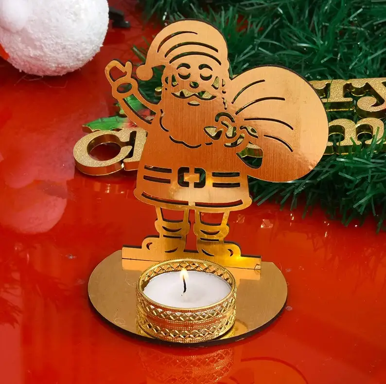 Christmas Tealight Candle Holder New Year Gift Festival Decoration Burning Time Pack of 3 deer Santa tree tealight cand