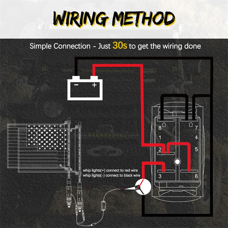 Power On And Off Electric Led Light Antenna Whip 12 Volt Rocker Switch