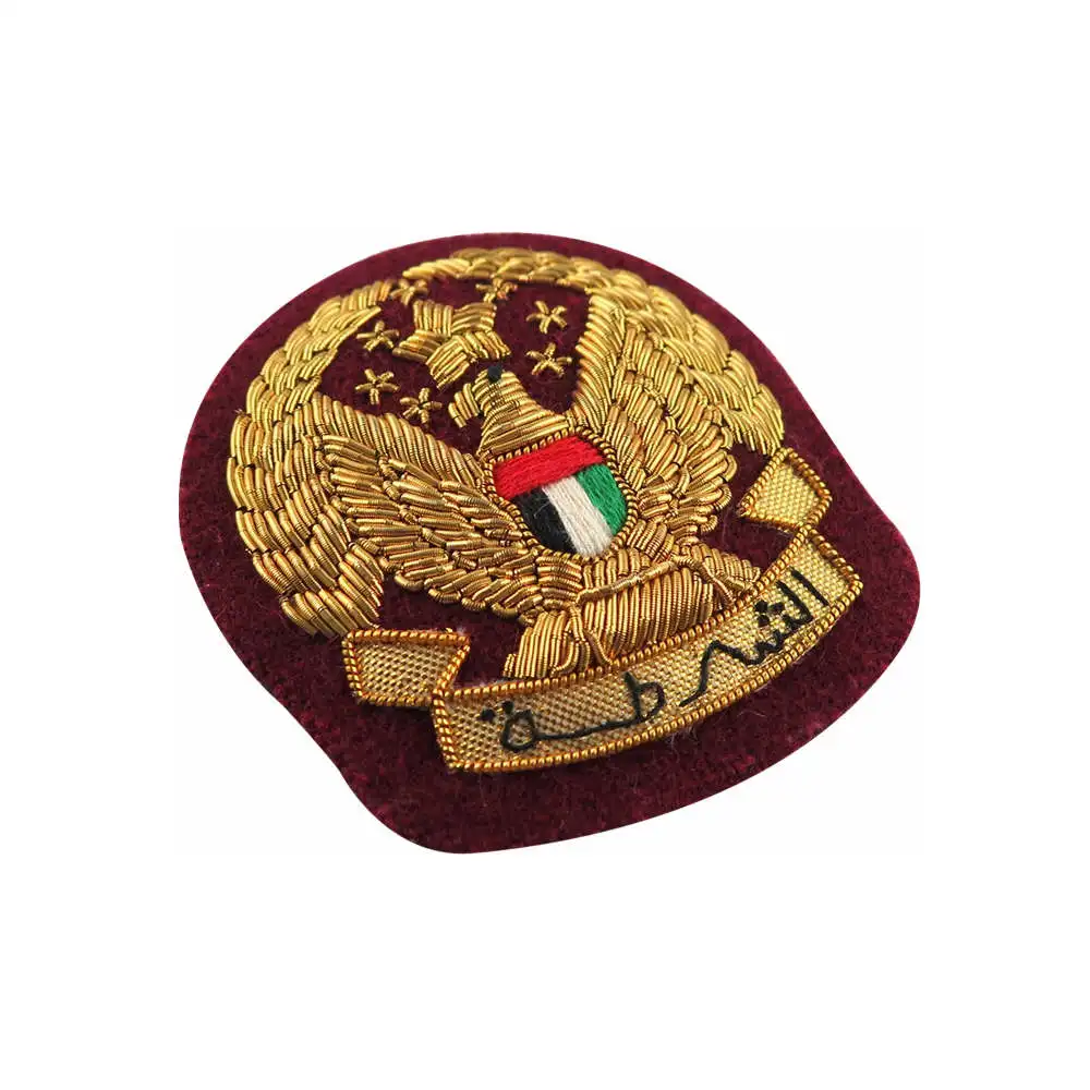 Bullion Patches BRUNEI ROYAL  HAT Bullion Badge Flying Shape Bullion Wire Hand Embroidery Patch Emblem crest