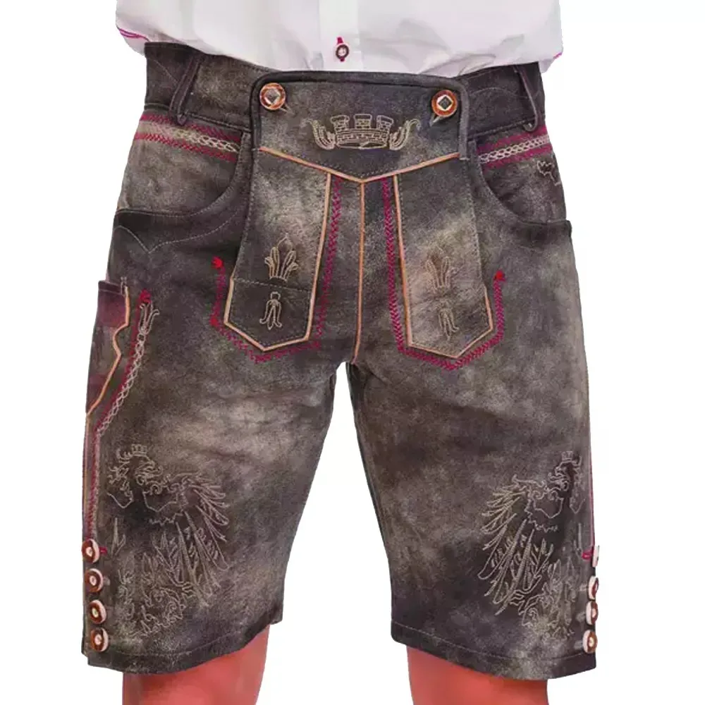 Golden Bavarian Lederhosen, Kniebund hosen, Men ledersosen trachten lederhosen leather pants with suspenders (Bavarian Garments