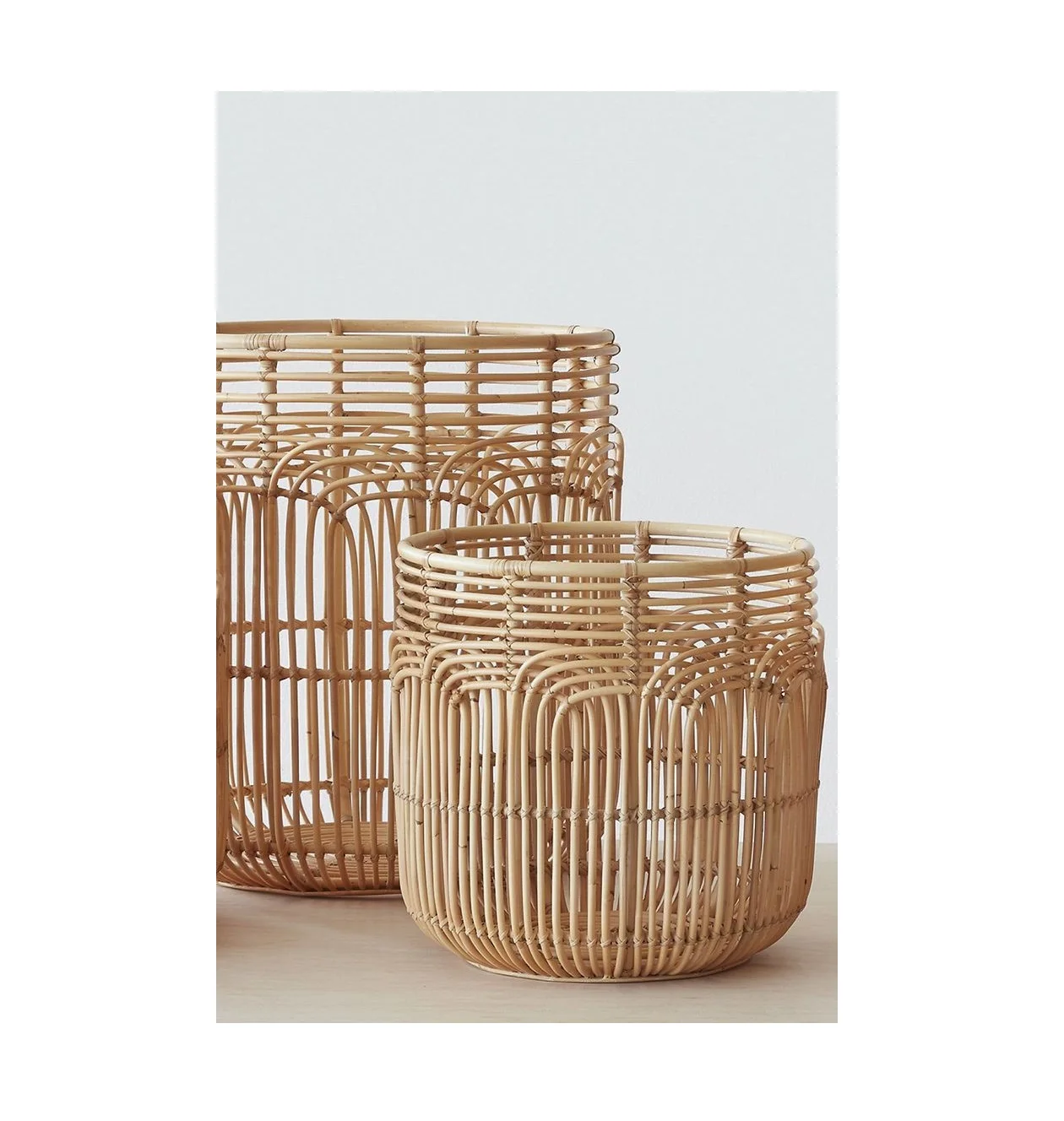 Elegant Look Set Of 2 Bamboo Rattan Basket New Arrival Good Design Laundry Storage Basket For Home Decor