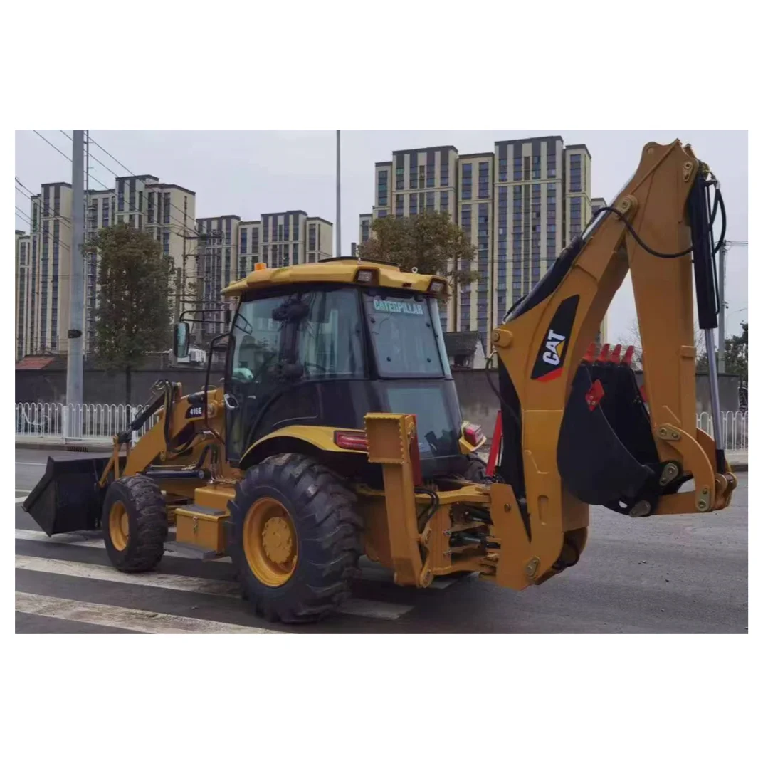 Used backhoe loader Caterpillar 416E hydrostatic transmission excavator loader machine CAT416E high efficiency backhoe for sale