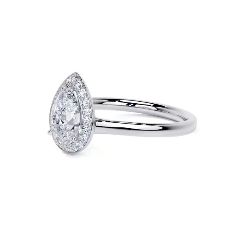 14k Pear Lab Grown Diamond Ring 4X6 Solid White Gold Jewelry Pear Cut Engagement Ring IGI Certificate F Color VS1 Clarity