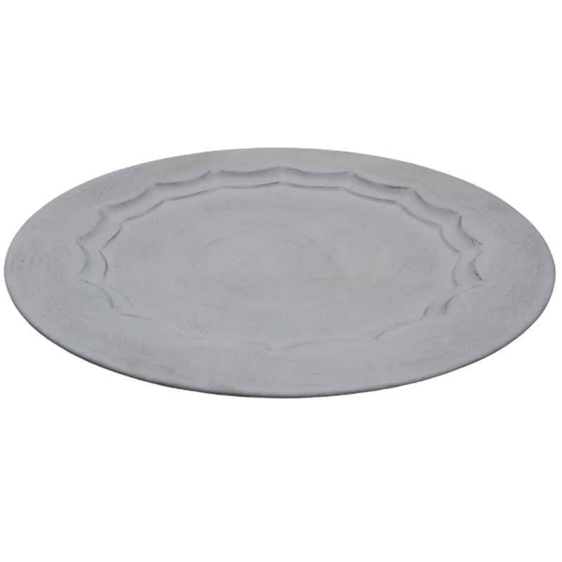 Metal Round Shape Serving Plate Nickel Antique Color Plate Dish And Tray For Serving Food In Restaurant Handcrafted