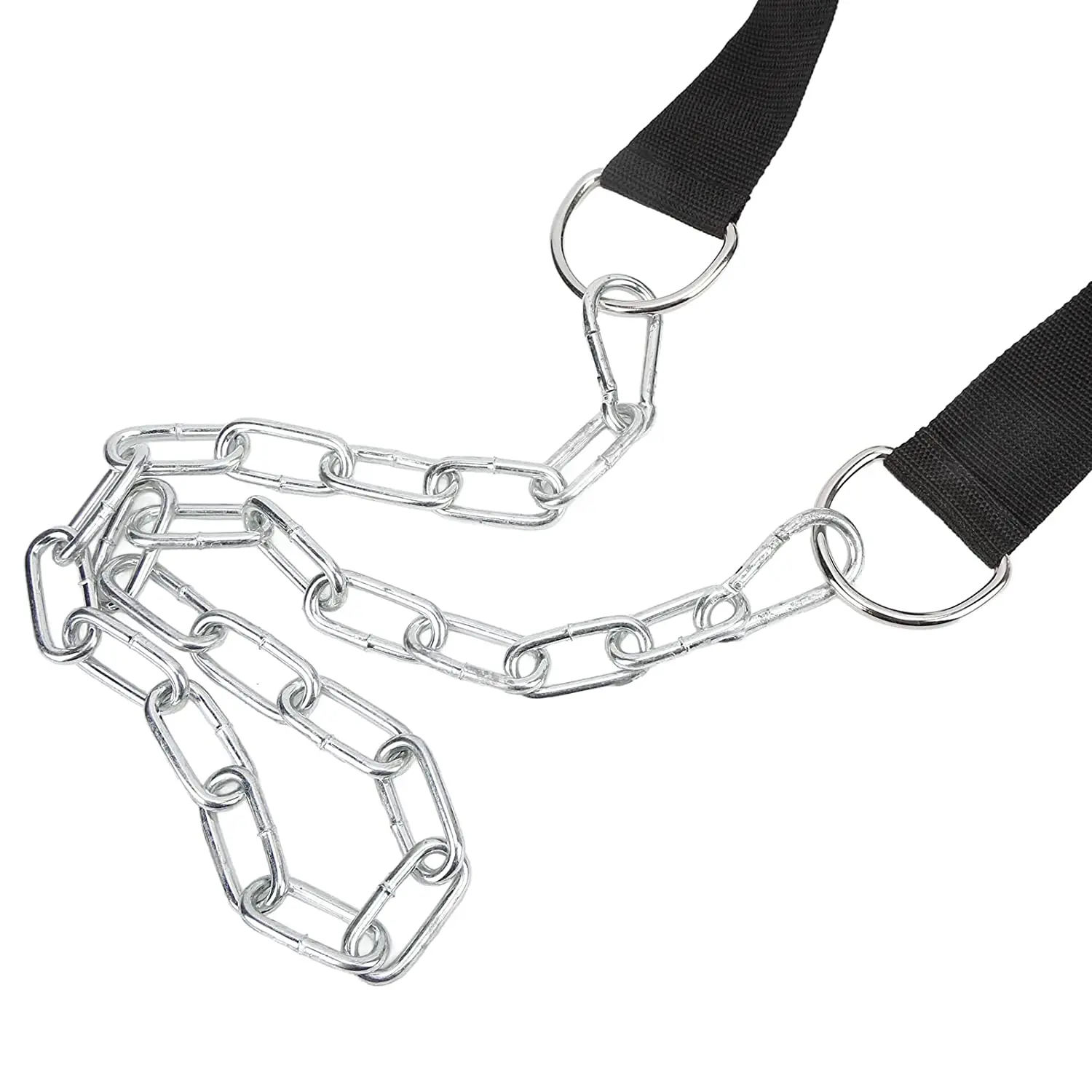 Customized Logo Neck Harness for Weight Lifting Long Steel Chain and Neoprene Padding Neck Trainer to Improve Muscle