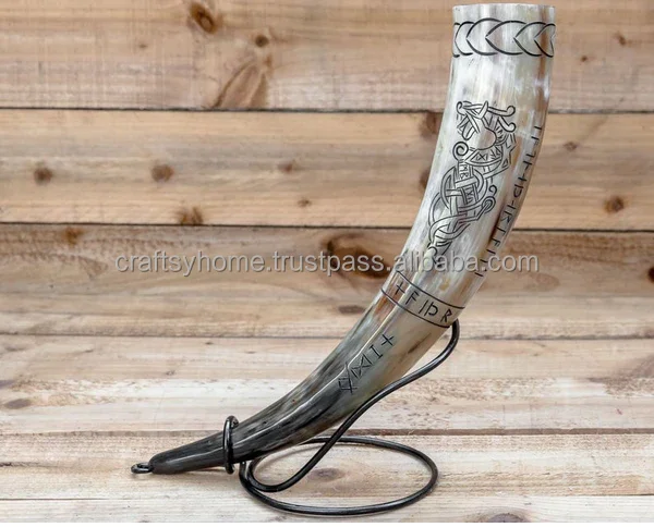 Hand Made Customized Natural Handcrafted Eco friendly Polished Viking Drinking Horn For Home Restaurant And Hotel Agate