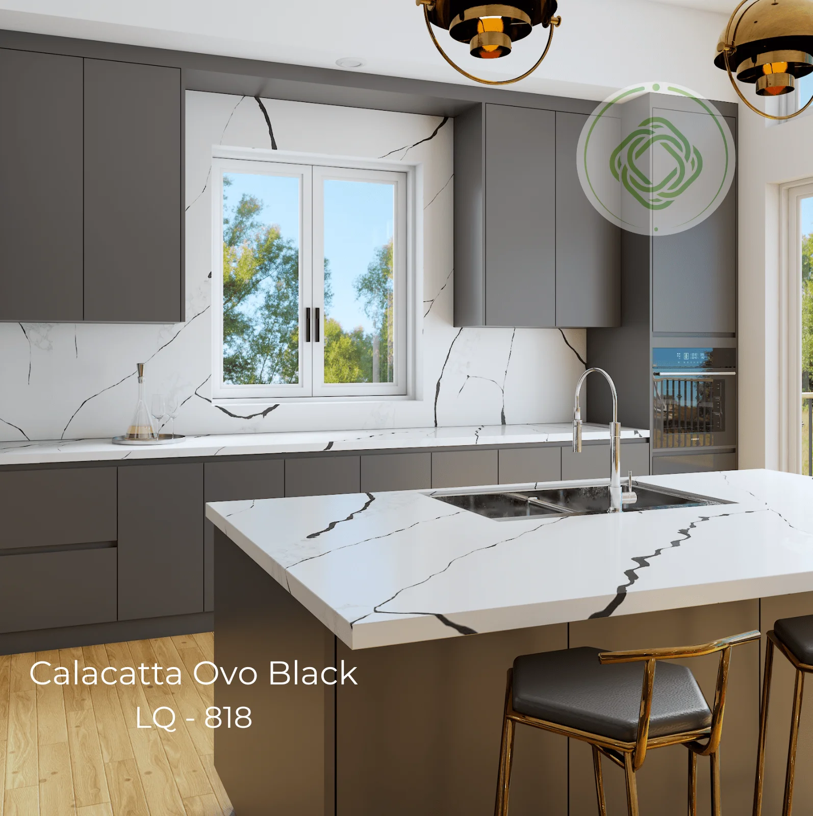 LQ-818 белая кварцевая черная прожилка искусственная плита столешница Calacatta с золотыми прожилками