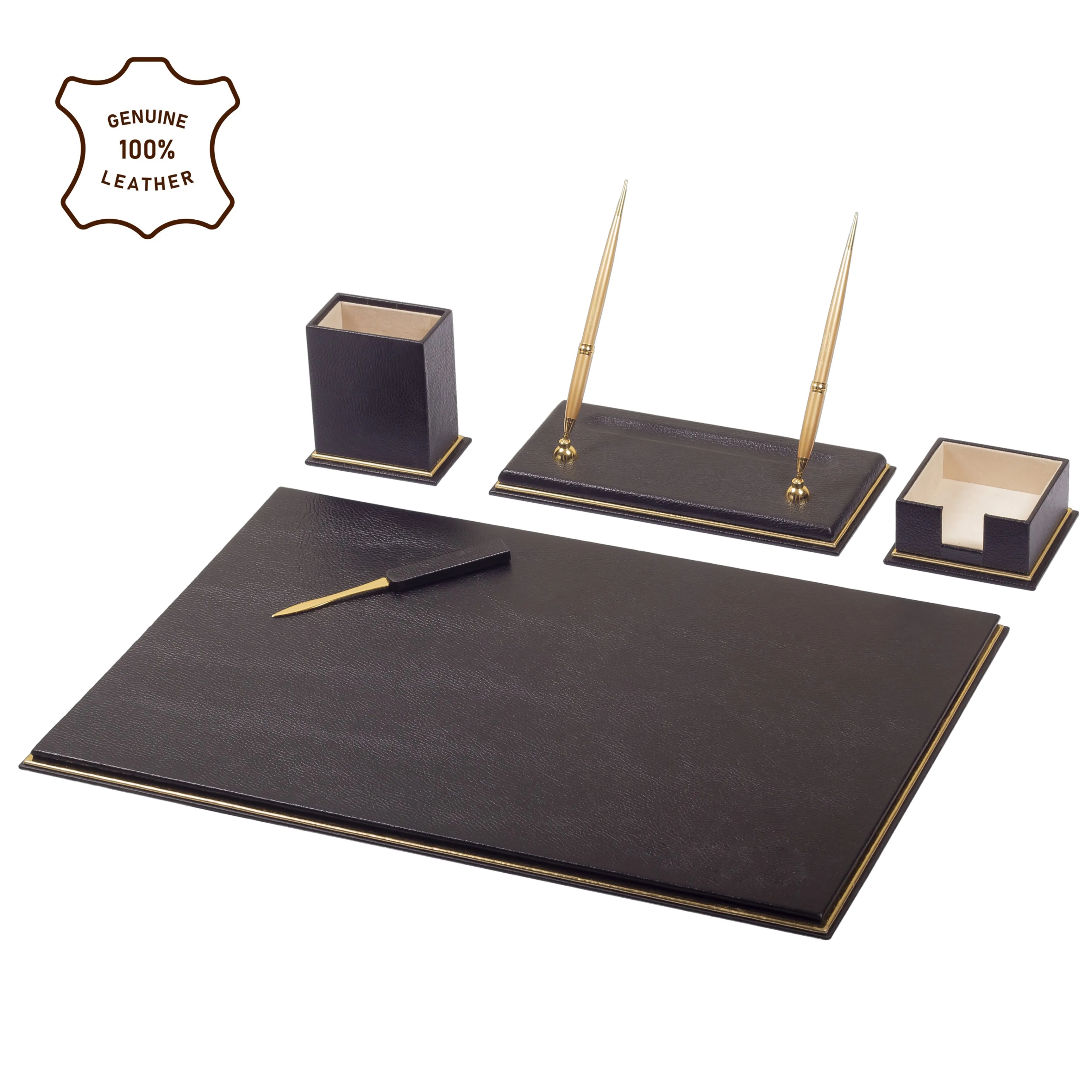 Luxury 7 Pieces Genuine Leather Desk Sets Office Supplies Desk Organizer Office Accessories Stationary Set Desk Accessories