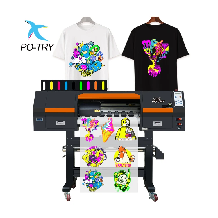 po-try 60cm 600mm Roll to Roll  dtf heat transfer 3 heads fluorescent 60cm digit printer