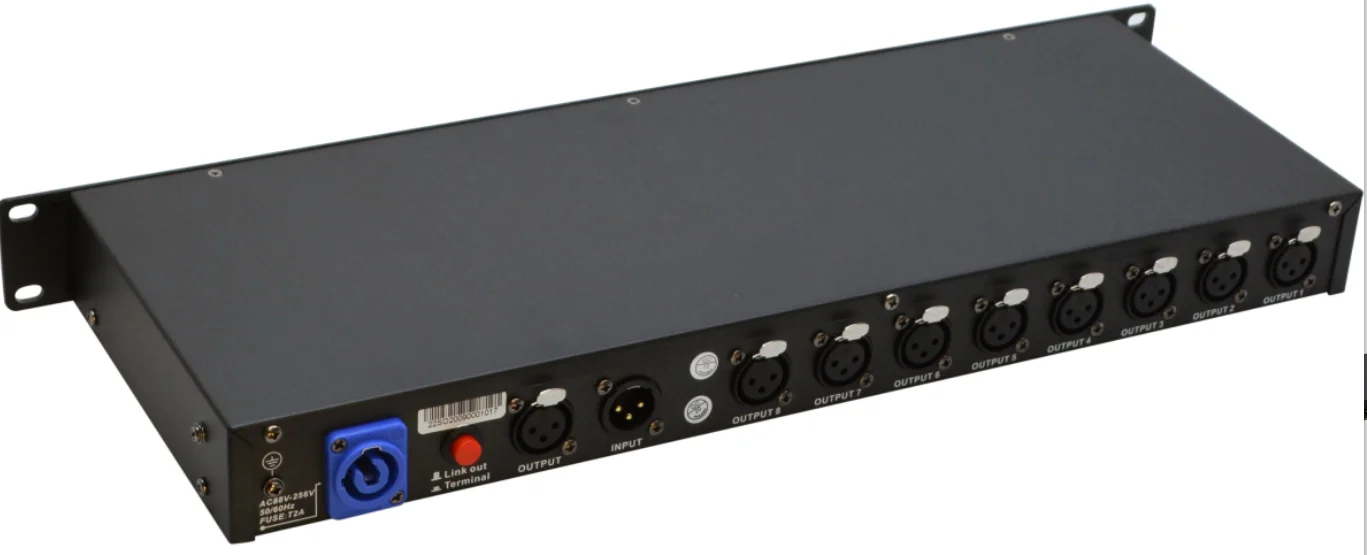 New DMX512 2U One In Eight Out Preamplifier Manual Switch distributor with XLR Pin3  for stage light dj wedding party