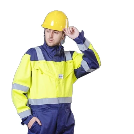 Hi Vis огнестойкая рабочая одежда куртка и рубашка дышащий защитный химический брызг дорожный комбинезон из хлопка нейлона