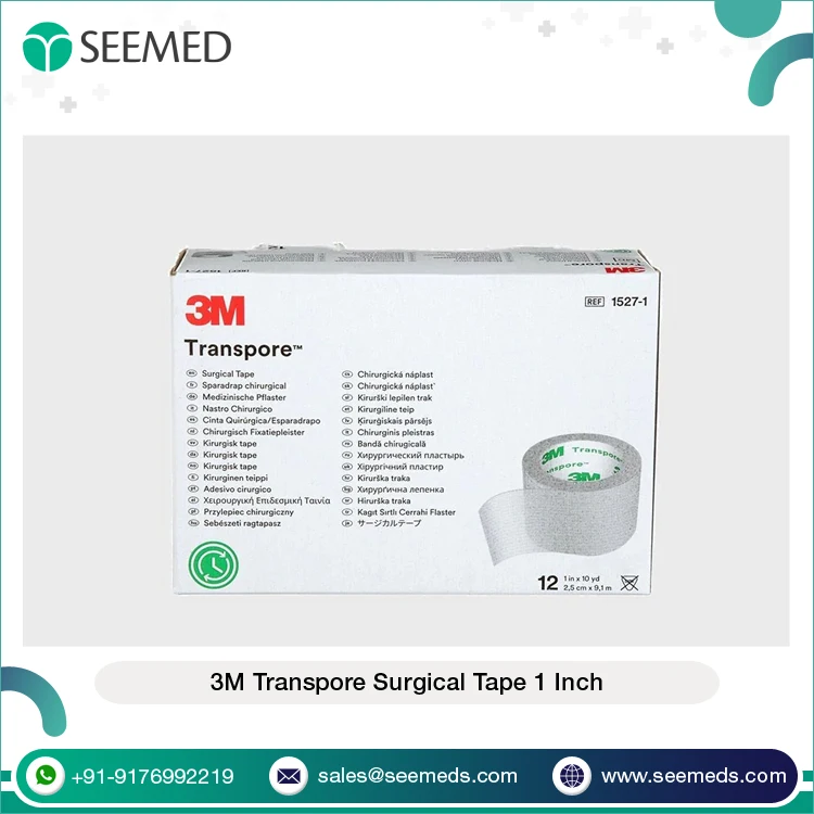 Highly Breathable and Water Resistant Non Sterile Medical Adhesive 3M-Transpore Surgical Tape 1 Inch for Dressing