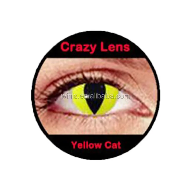 Lunatic eye wear Cosplay Crazy contact Freshtone yellow Cat funny and cheap Halloween Contacts Lens