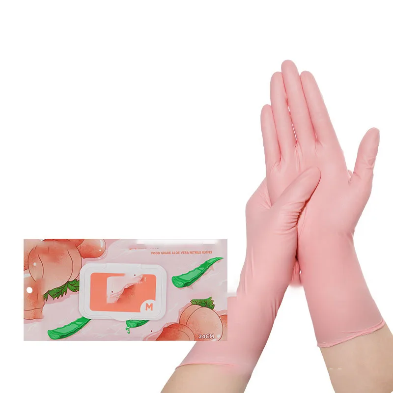 oem customized logo design  aloe vera nitrile protective gloves and housework food kitchen living room cleaning gloves