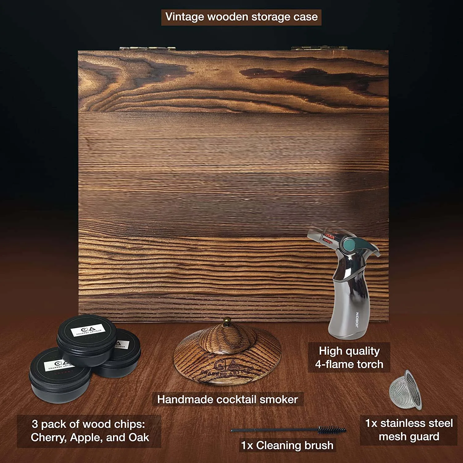 Cocktail Smoker Kit with Torch and Wood Chips for Whiskey and Bourbon (Butane Not Included) - Smoke Lid, an Old