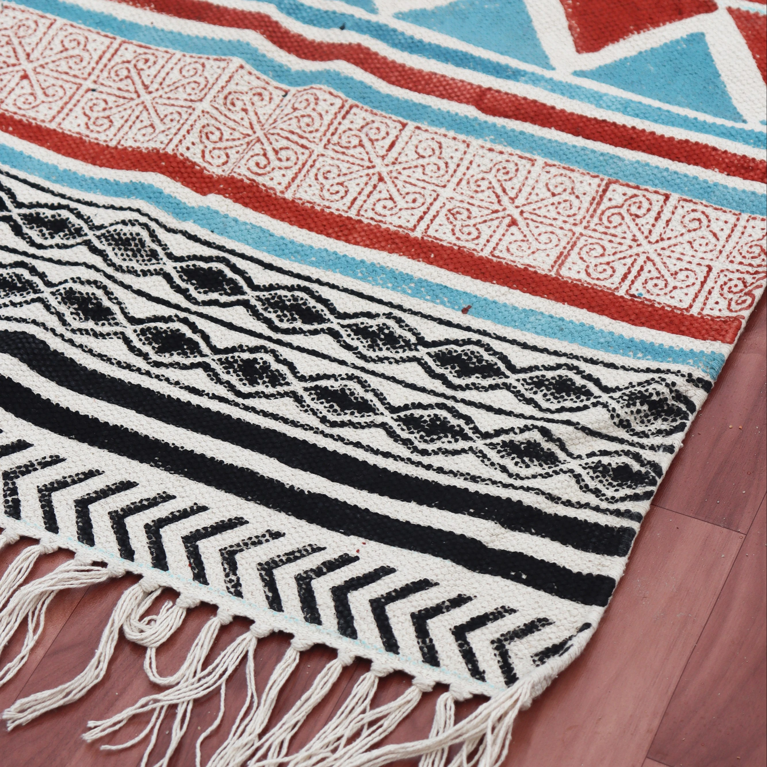 Carpet Plus Outdoor Garden Yoga Carpet Prayer Mat   Hand block Print Flat 100% Cotton Carpet Traditional Dining Room Rug