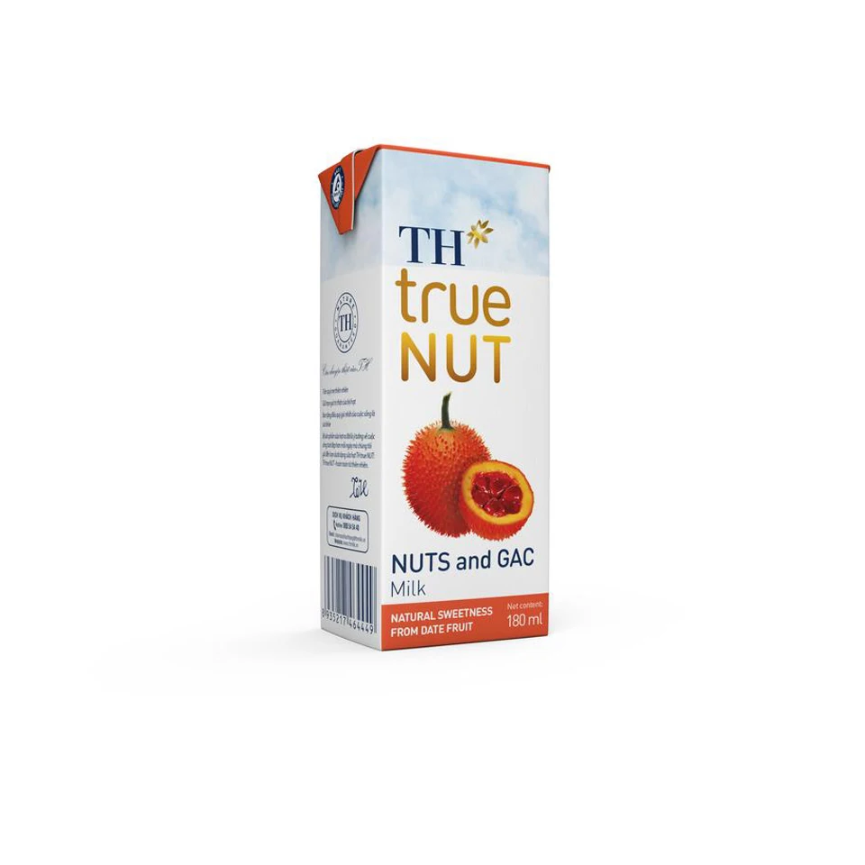 Custom Label / Sticker Flavored Nuts & Gac Milk TH True NUT 9 Months Shelf Life Wholesale From Vietnamese Brand - 180ml