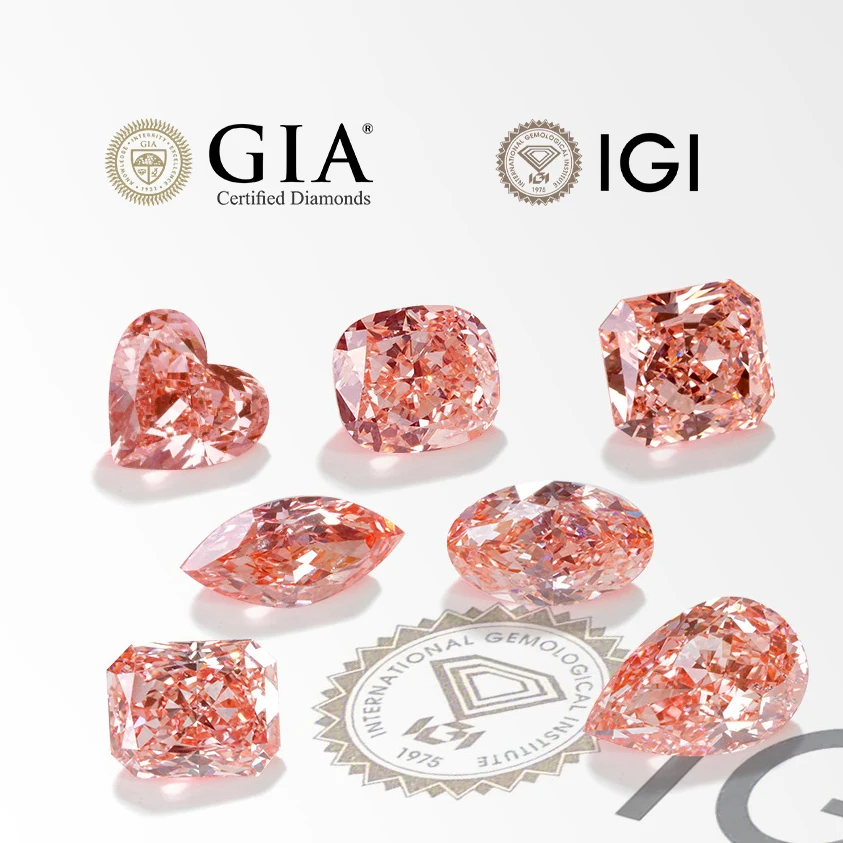 Fancy Vivid Pink Lab Grown Created Diamond CVD HPHT GIA IGI Certified  Loose Natural Laboratory Diamond Stone Custom Jewelry