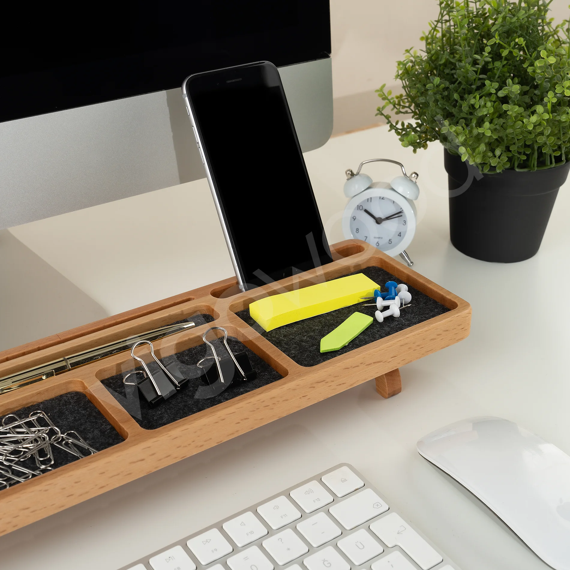 Home office Solid Wood Desk Accessory Table Organizers Workplace Organization Office Desk Organizer Vigo Wood Phone Stand