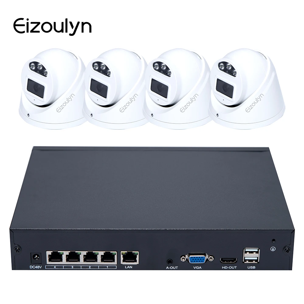 Eizoulyn CCTV Outdoor Surveillance Systems Professional Waterproof 4mp HD Video Starlight PoE IP Camera