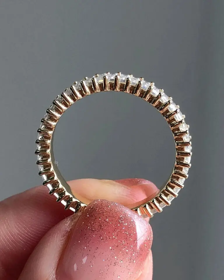 Total 2 CT Sterling Silver Plated Baguette Cut Cubic Zirconia Engagement Ring For Women 14k White Gold Plated