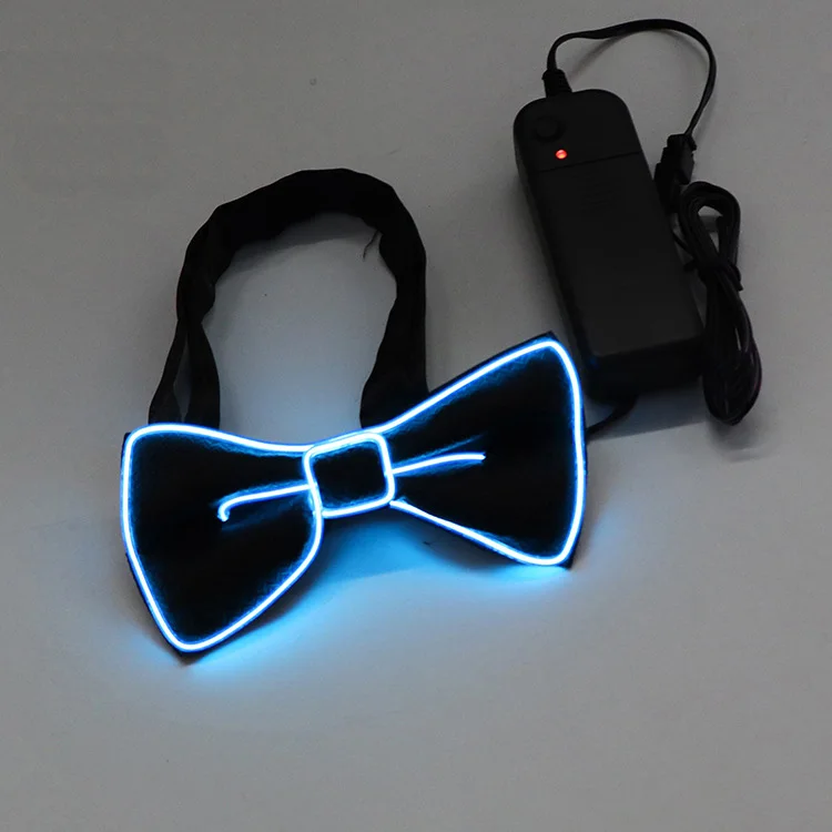 Amazon Best Selling Party Christmas Rave Light Up El Wire Necktie Multi Color Flashing Light Up Bow Tie