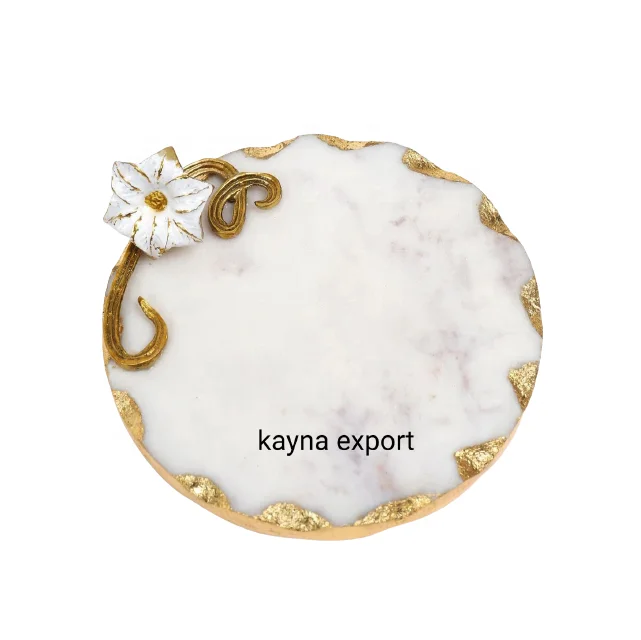 OUR NEW COLLECTION MARBLE COASTER WITH GOLD METAL LINEN DECORATIVE COASTER