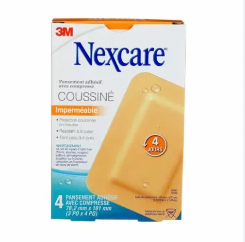 Nexcare3M Absolute Waterproof Adhesive Dressing With Pad AWP34, 3 in x 4 in (76.2 mm x 101 mm), 4/Pack, 12 pack/case