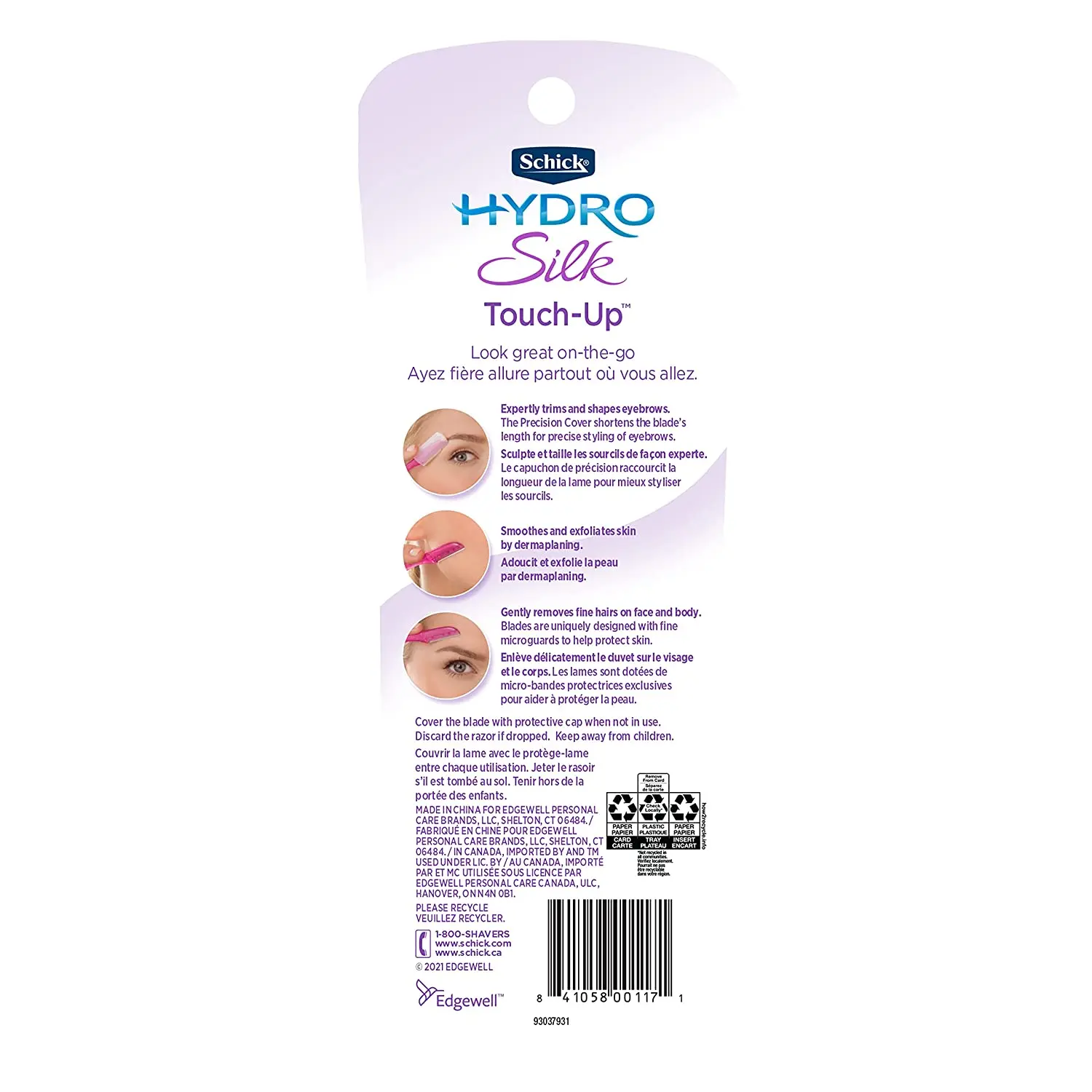 chick Hydro Silk Touch-Up Exfoliating Dermaplaning Tool, Face & Eyebrow Razor with Precision Cover