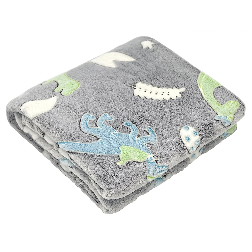 Premium Dinosaur Inviting Design Fluorescent Flannel Fleece Magic Blankets Glow In The Dark Unique Throw Manufacturer