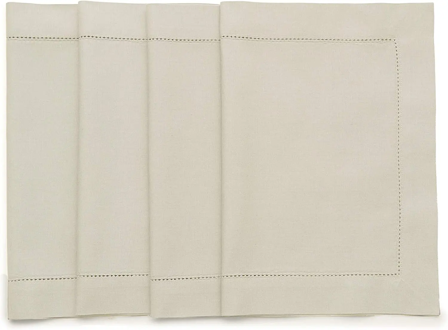 Cotton Linen Placemats Hemstitch Placemats 14 x 19 Inch Natural Fabric Tablemats for spring, Summer Kitchen Dining Handcrafted