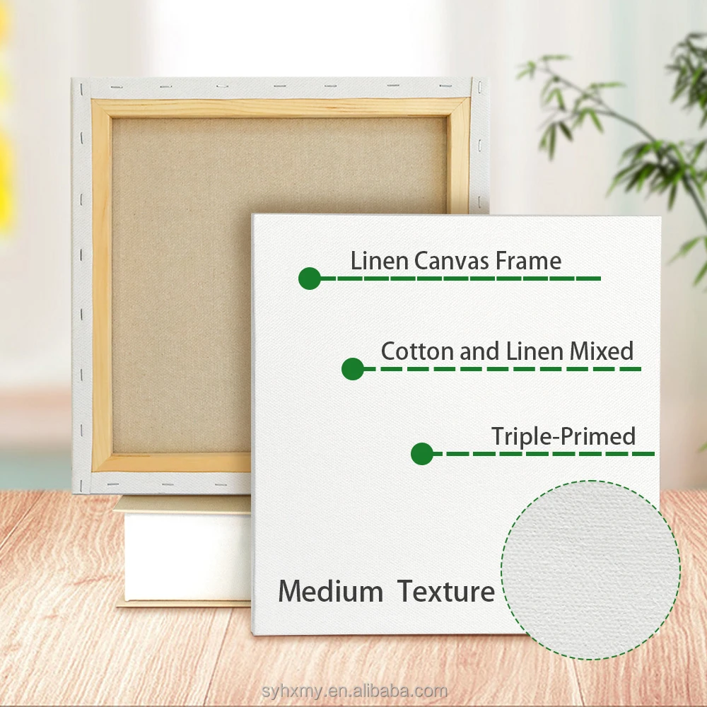 Wholesale customized Multiple Sizes Stretched Canvas with Frame 6 pack 380g Linen Blend Art Canvas Set for Print Painting