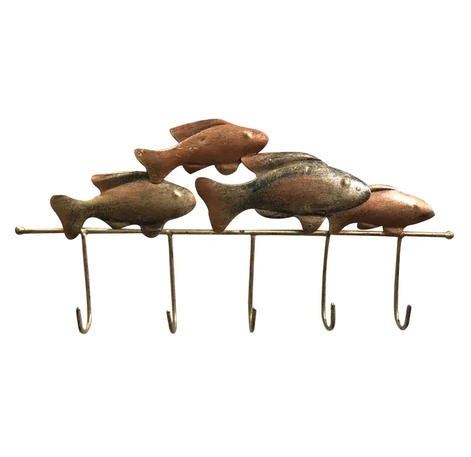 antique wrought iron  material Brown Fishes Key Holder Stand  Hook Wall Hanger Wall Mounted Wall Decor Key Holder  & gifted item
