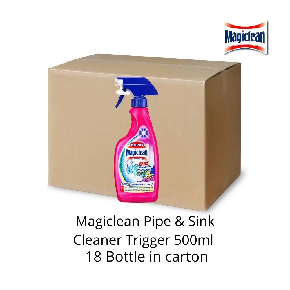 Household Cleaning Everyday Low Foam Magiclean Pipe & Sink Liquid Cleaner Trigger Spray 500ml for Removing Bad Smell and Drain