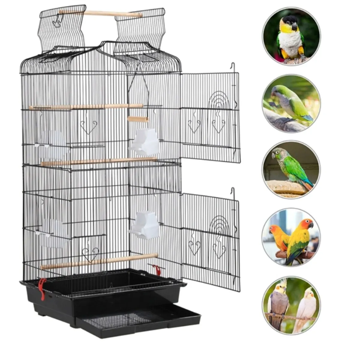 Simple Black Cat Cage Villa Luxury Cat Cage Indoor Large Size Multi-layer with Springboard Not Easy Birdcage Garden Table Decor