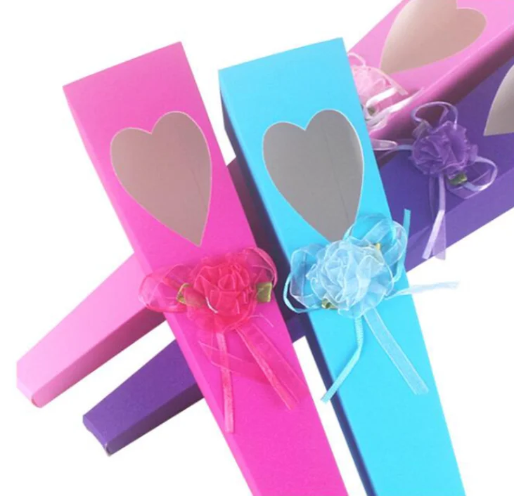 TH CB-358 Custom Provide OEM Modern Cute Design single flower colorful design stick Box with window Gift Boxes Packaging