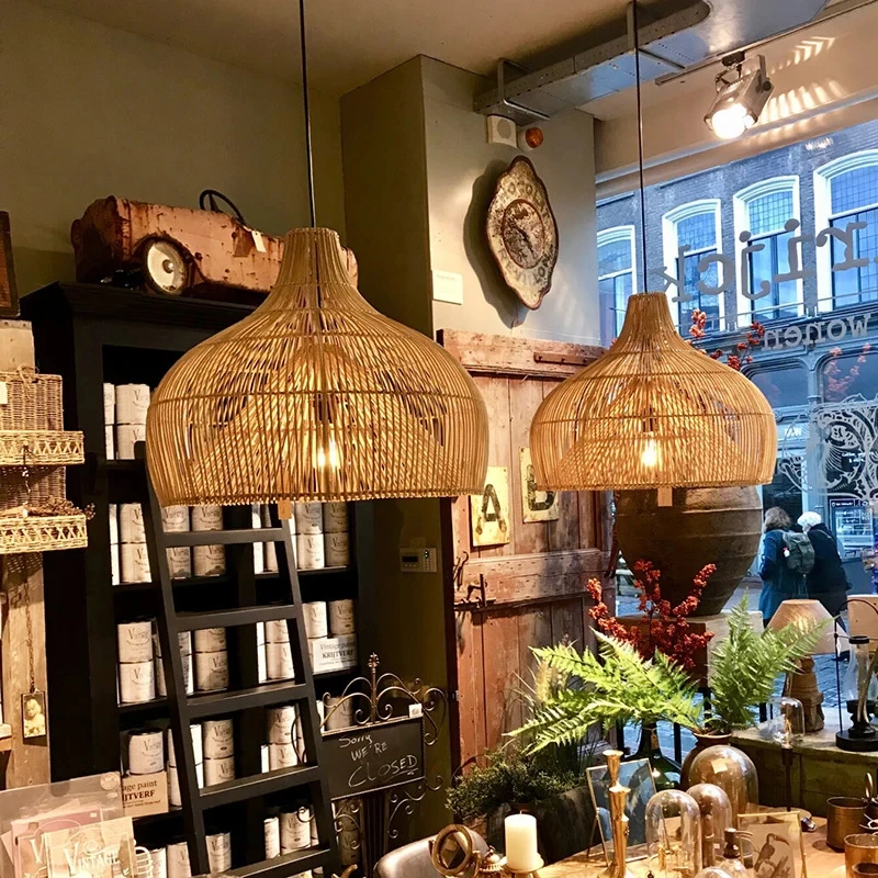 Wholesales Traditional Rattan Lampshade Woven Cylinder Rattan Lampshade Home Room Chandeliers & Pendant Lights Kitchen 50 10000