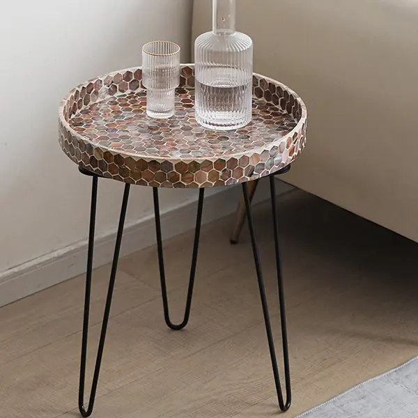 High Quality Luxury White Ariel Capiz Side Table Modern Design with Mother Pearl Inlay Living Room Coffee Table Set Made Vietnam