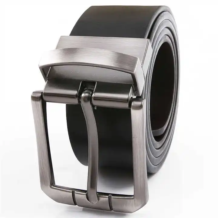 Genuine Leather Luxury Durable Smooth Men Casual Automatic Belts Business Matte Black Slide Buckle Leather Belt