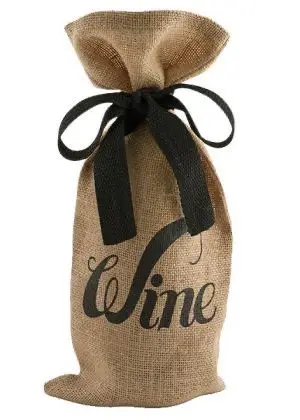 Eco-Friendly Reusable Jute Wine Tote Bags with Custom Logo Screen Printing and Cotton Handle for Gifts in India