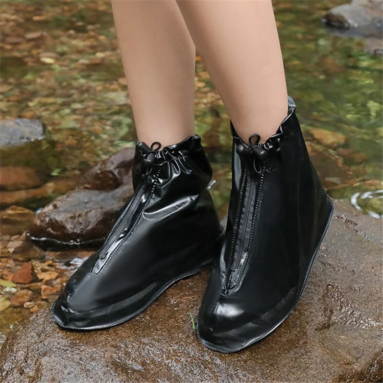 Лидер продаж, черный ПВХ чехол для обуви, многоразовые водонепроницаемые защитные дождевые сапоги для женщин и мужчин, спортивные Чехлы для обуви