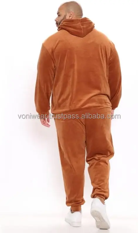 Men 2 piece Velvet Set Hoodie Elastic Pant Casual Velour Tracksuit Custom Design High Quality Mens Velvet Tracksuit