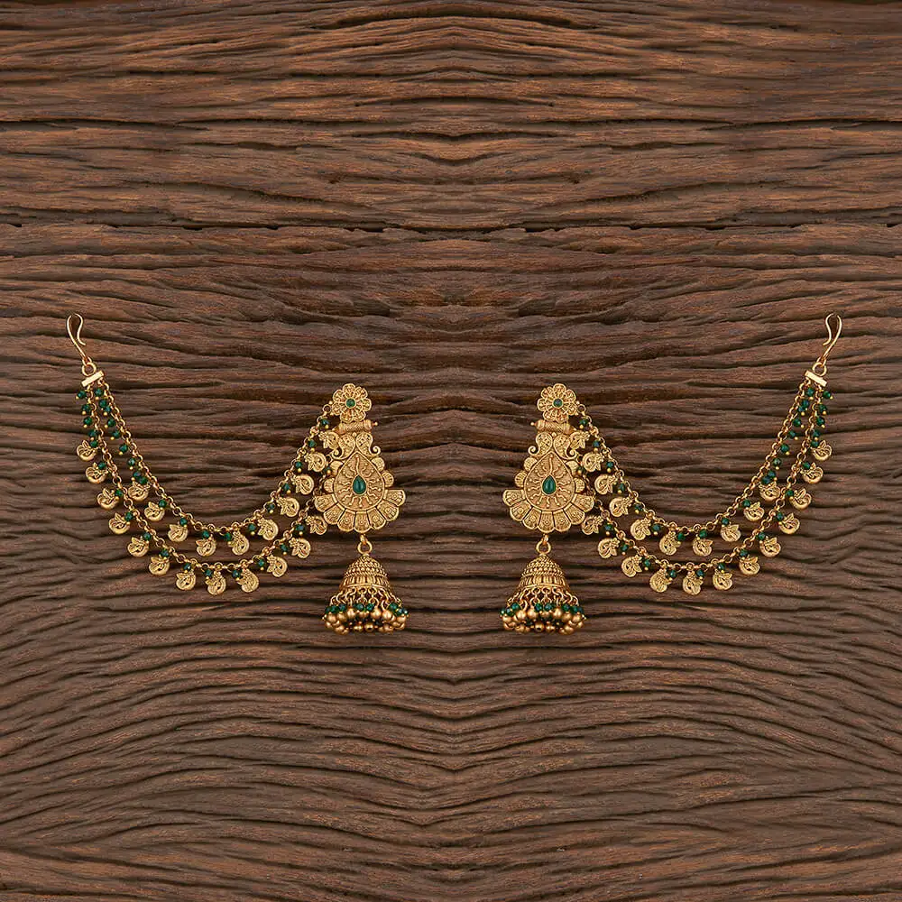 Buy Online Export Quality Antique Jhumki Style Bahubali Earring With Matte Gold Plating 217226