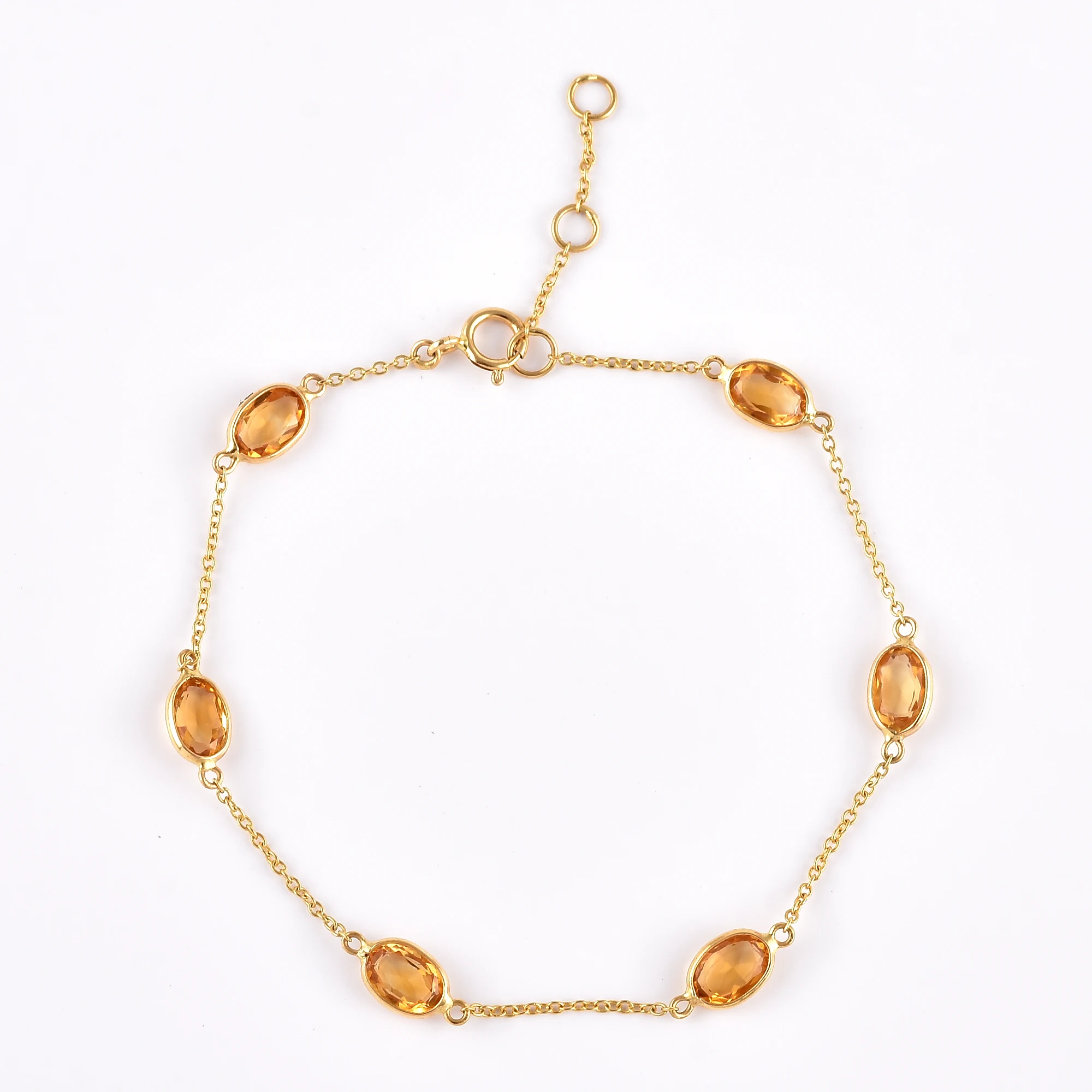 Wholesale 18k Gold Natural Oval Shaped Citrine Bracelet For Women Minimal Gold Chain Bracelet For Women
