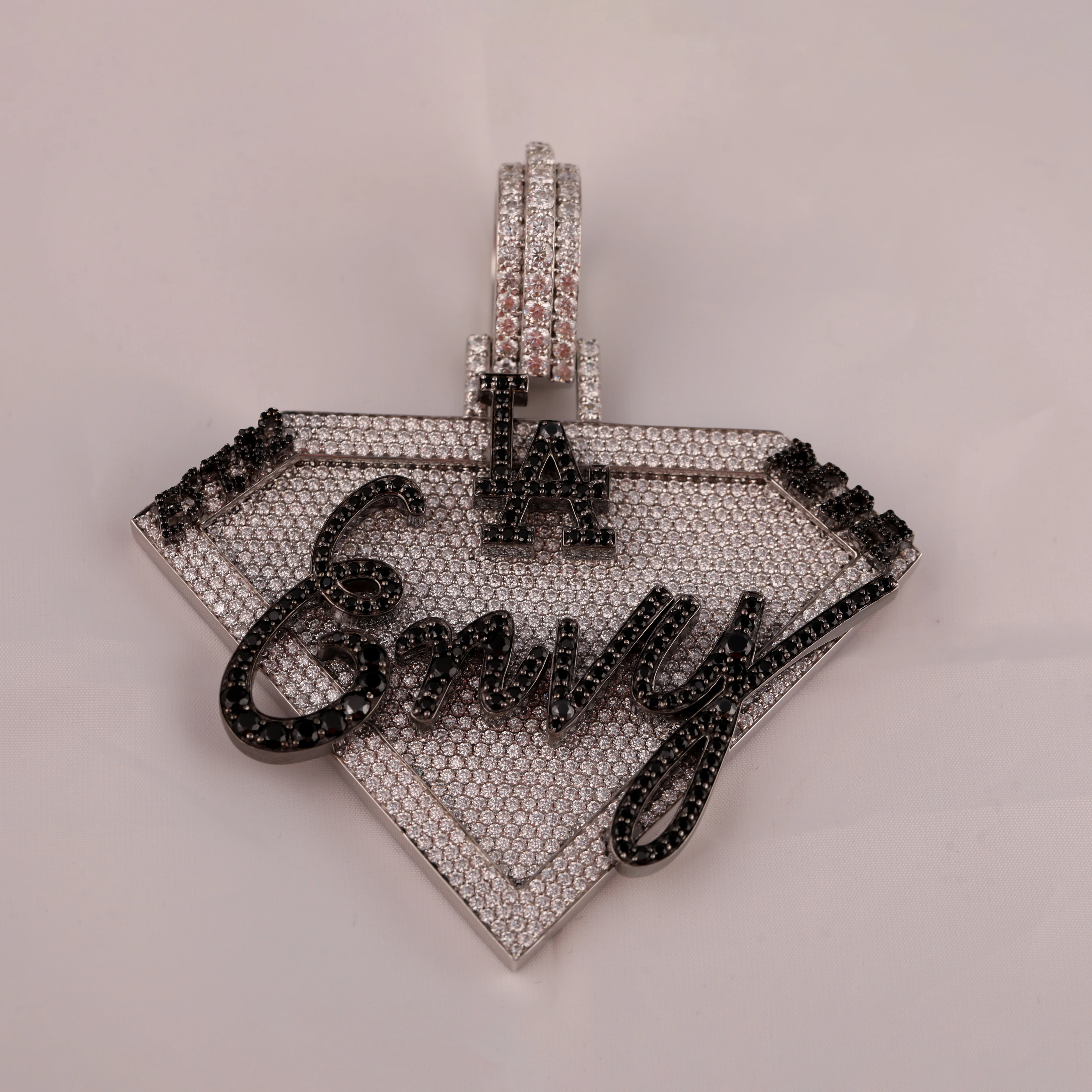 Moissanite Customized Shaped Diamond Pendant 925 Sterling Silver Full Iced Out Black & White Moissanite Pendant Gift For Him