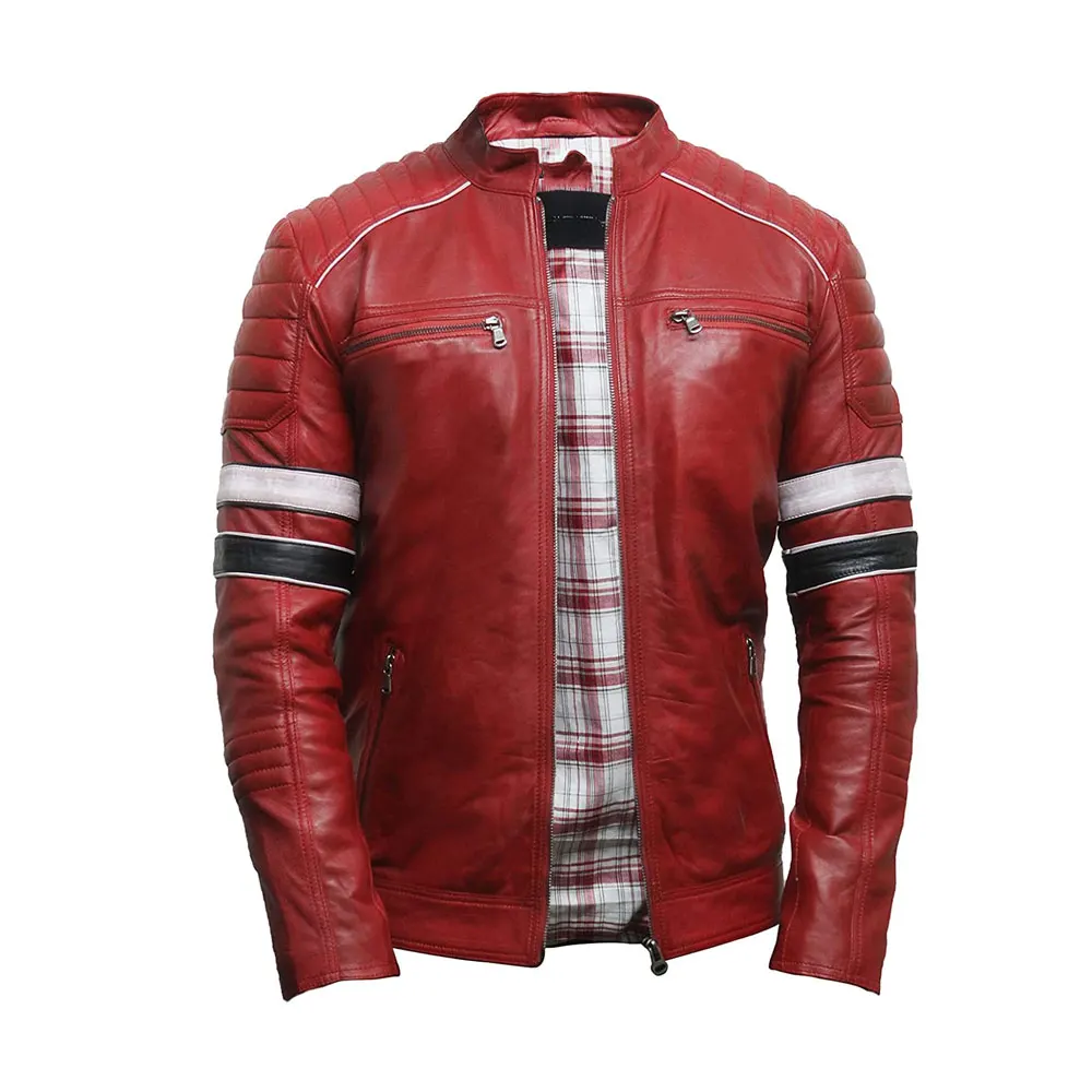 OEM Top Design Latest Custom Printed Design Fashion Goat Skin Leather Motorcycle Biker Casual jacket